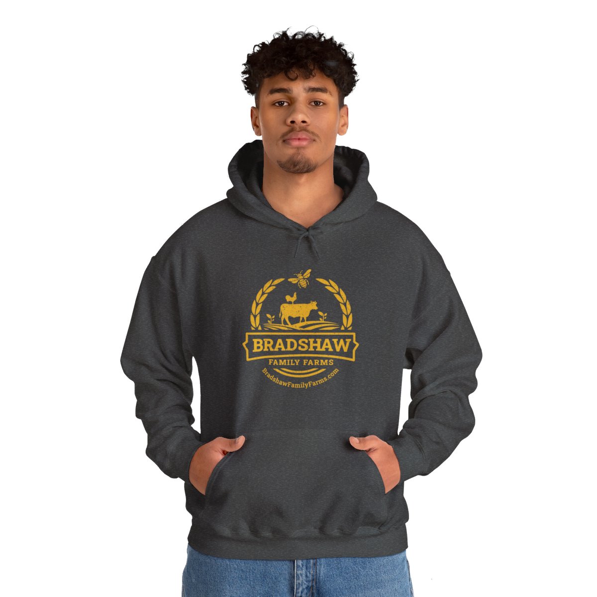 Bradshaw family farms logo on shirt