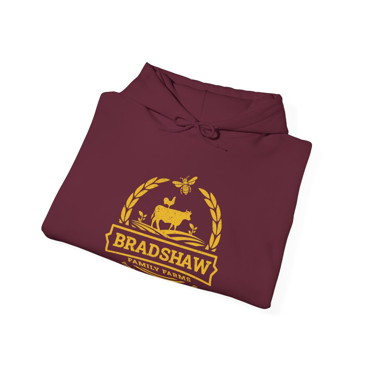 Bradshaw family farms logo on hoodie
