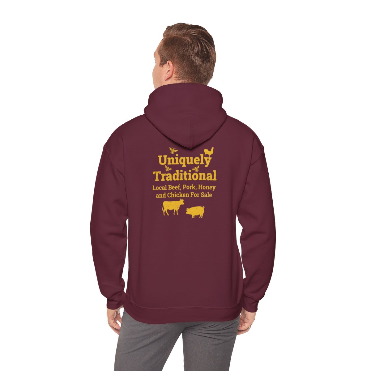 Bradshaw family farms logo on hoodie