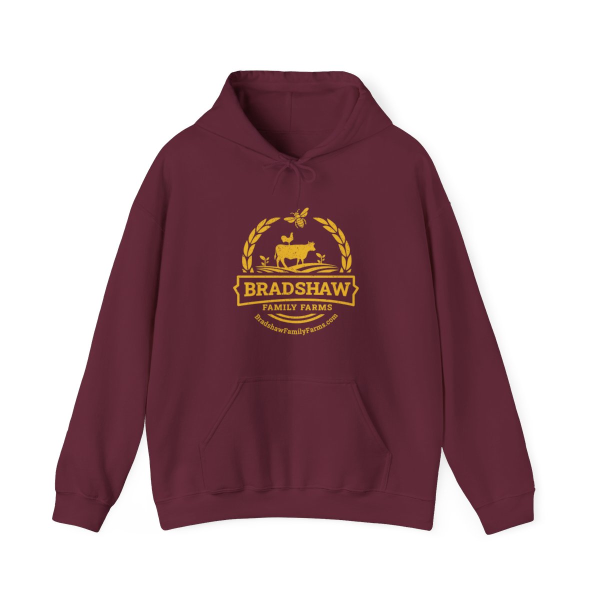 Bradshaw family farms logo on hoodie