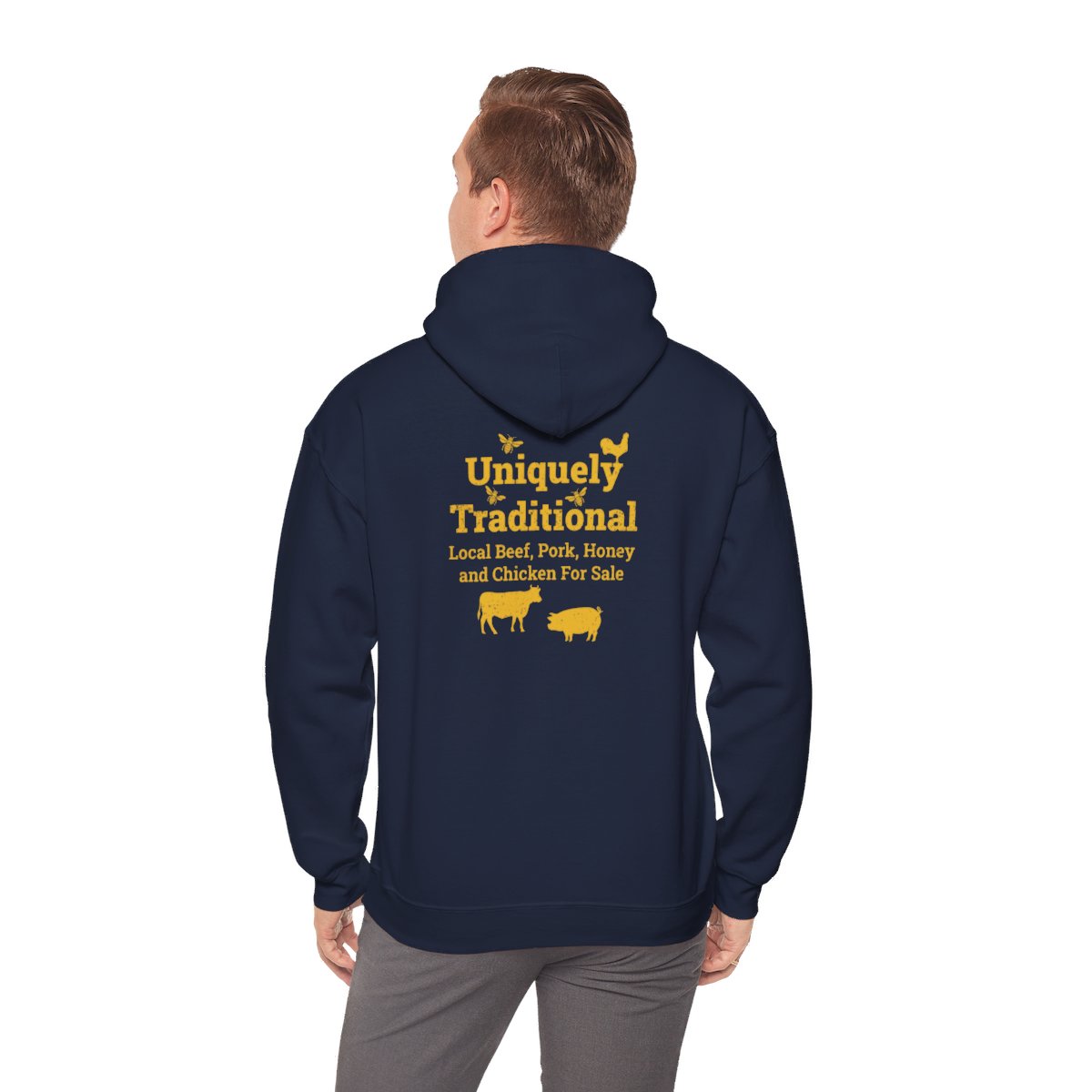 Bradshaw family farms logo on hoodie