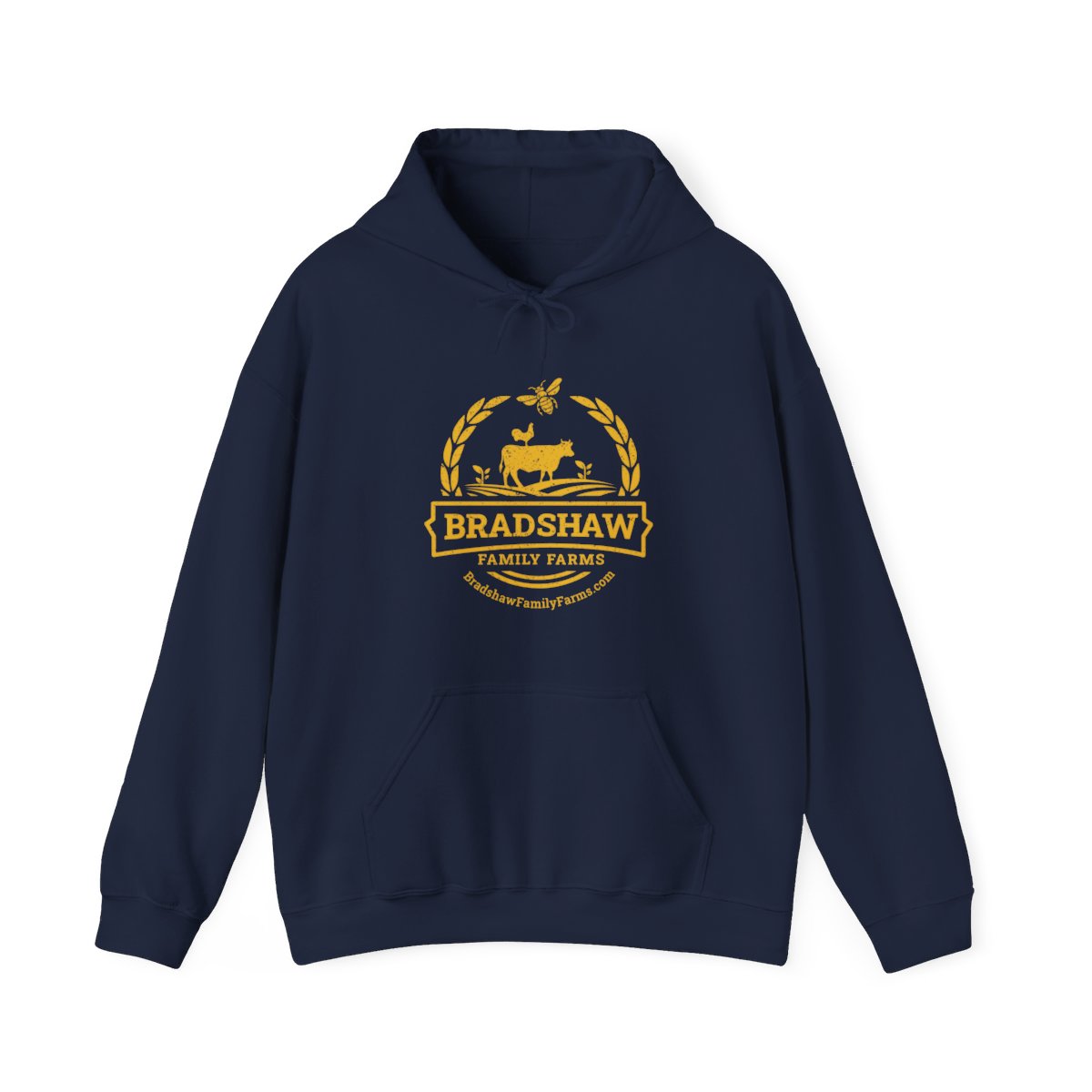 Bradshaw family farms logo on hoodie