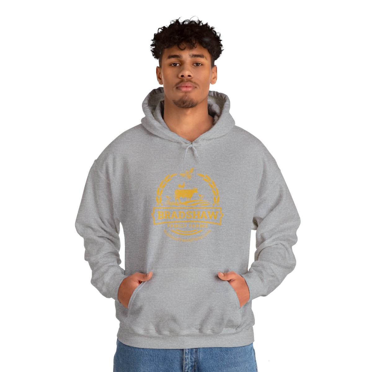 Bradshaw family farms logo on hoodie
