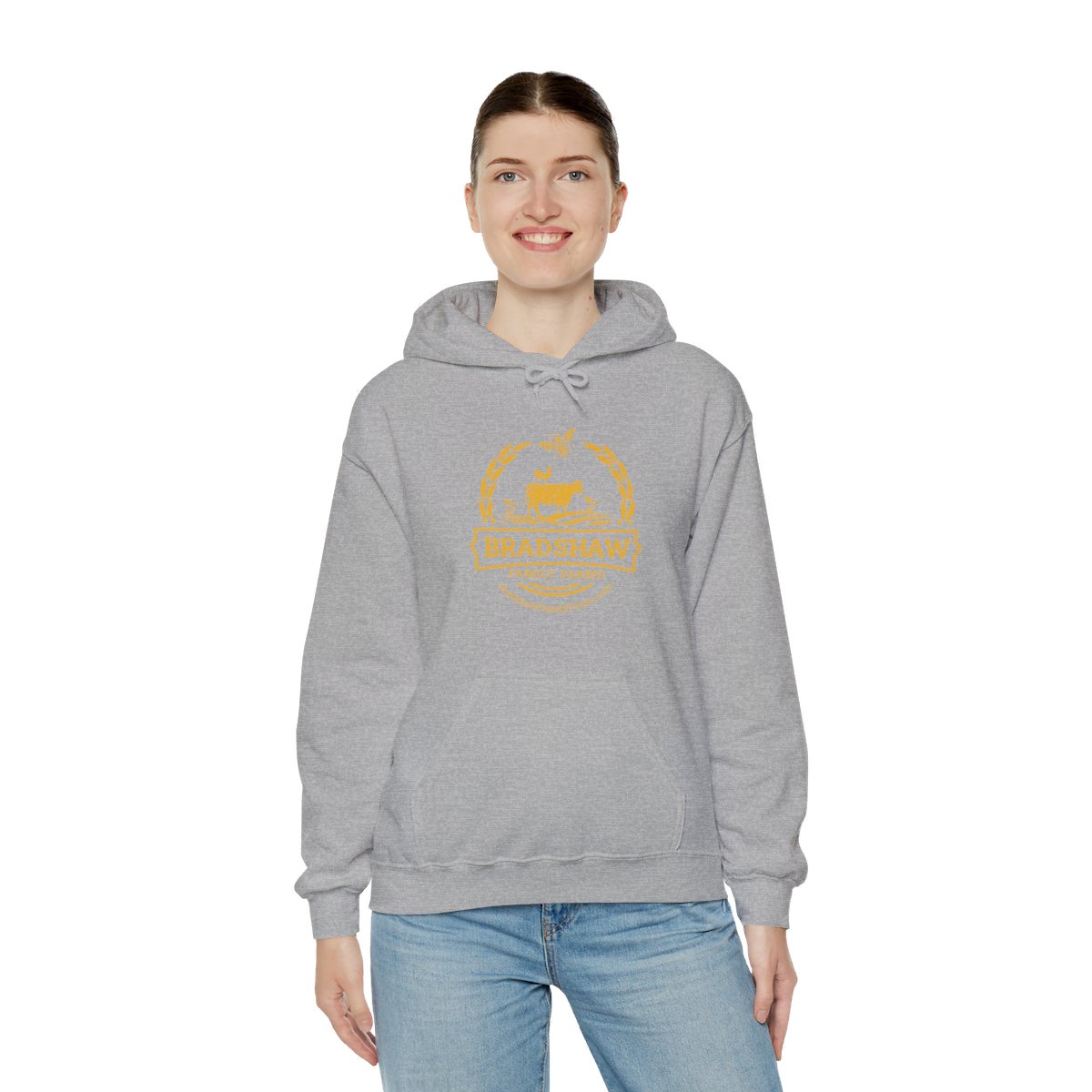 Bradshaw family farms logo on hoodie