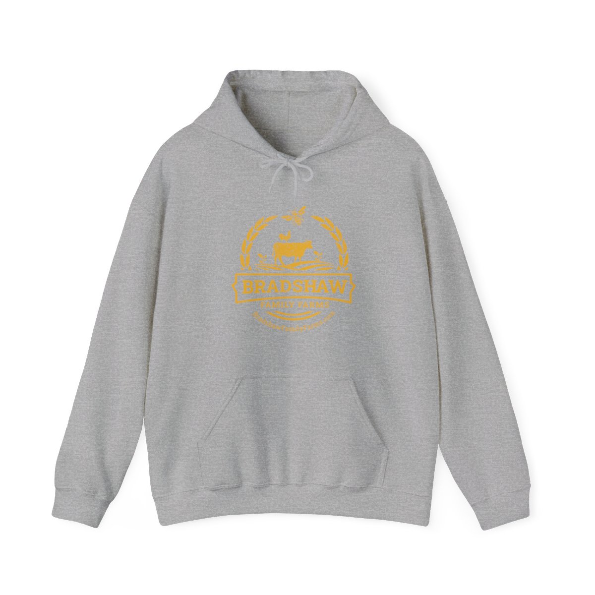 Bradshaw family farms logo on hoodie
