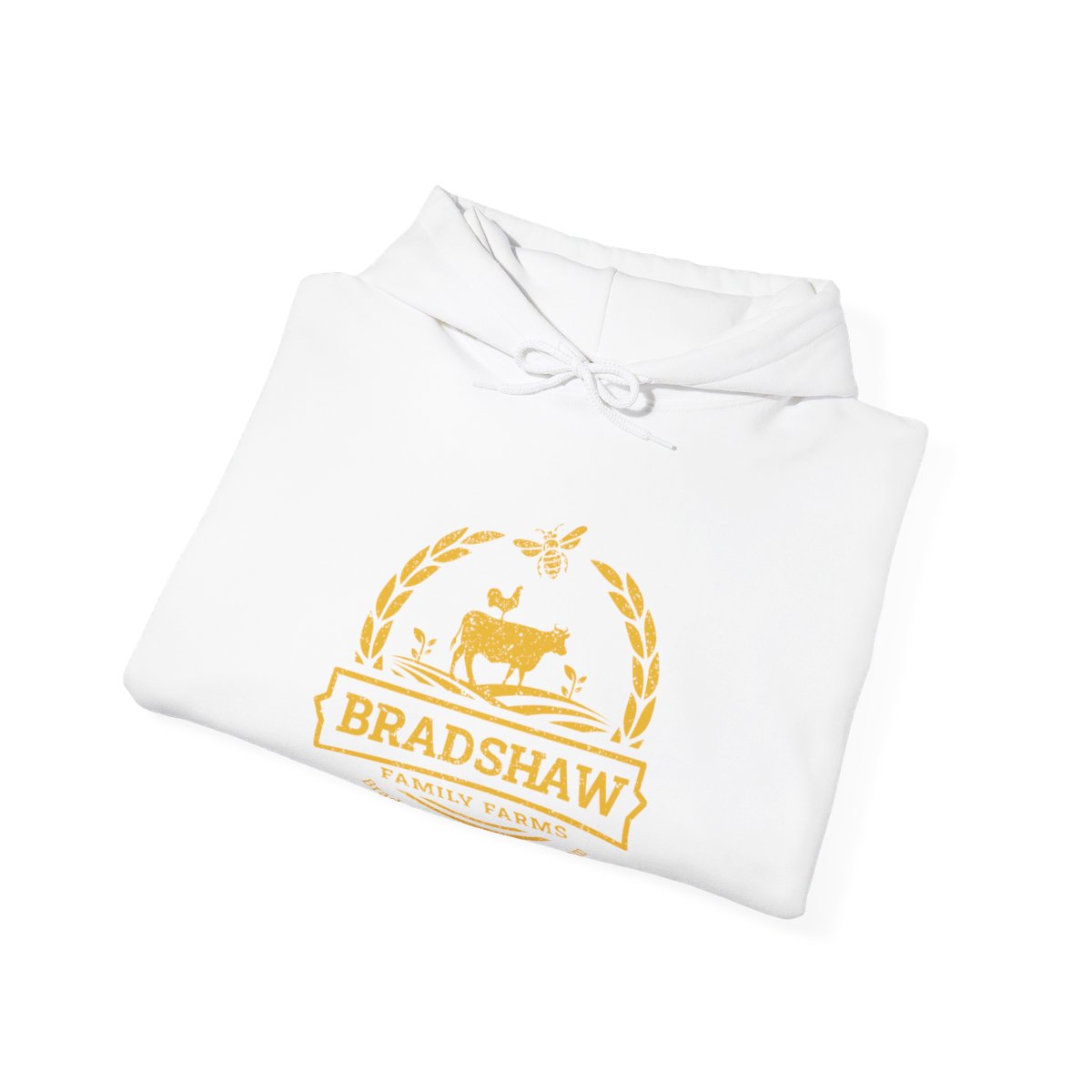 Bradshaw family farms logo on hoodie