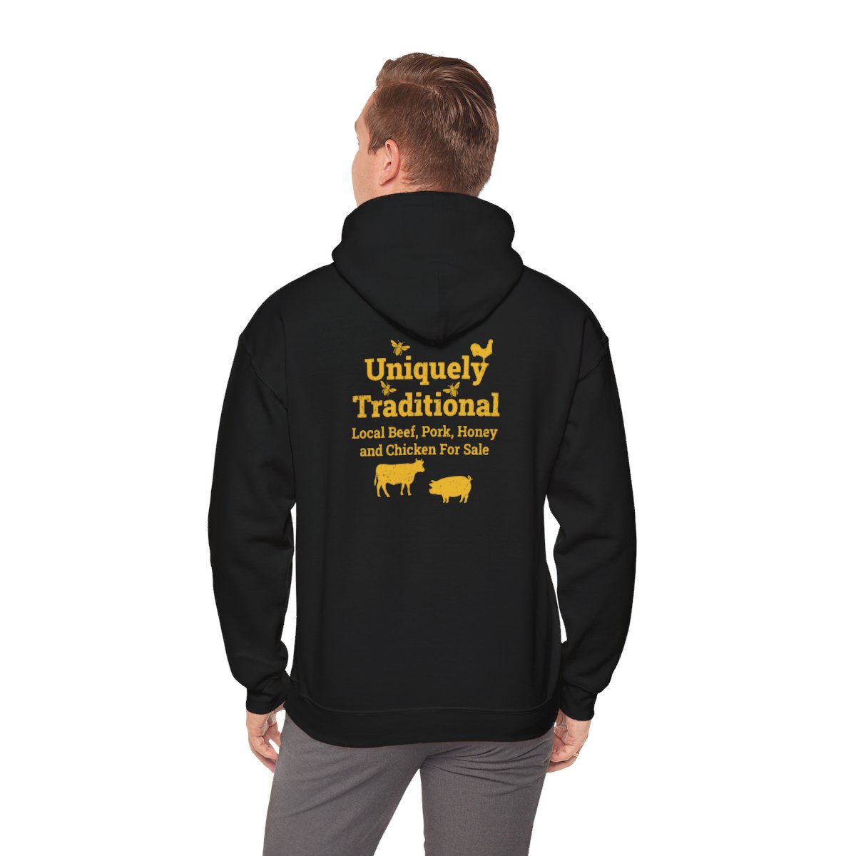 Bradshaw family farms logo on hoodie