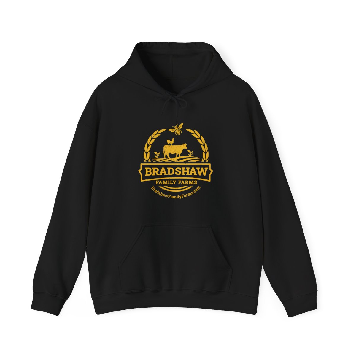 Bradshaw family farms logo on hoodie