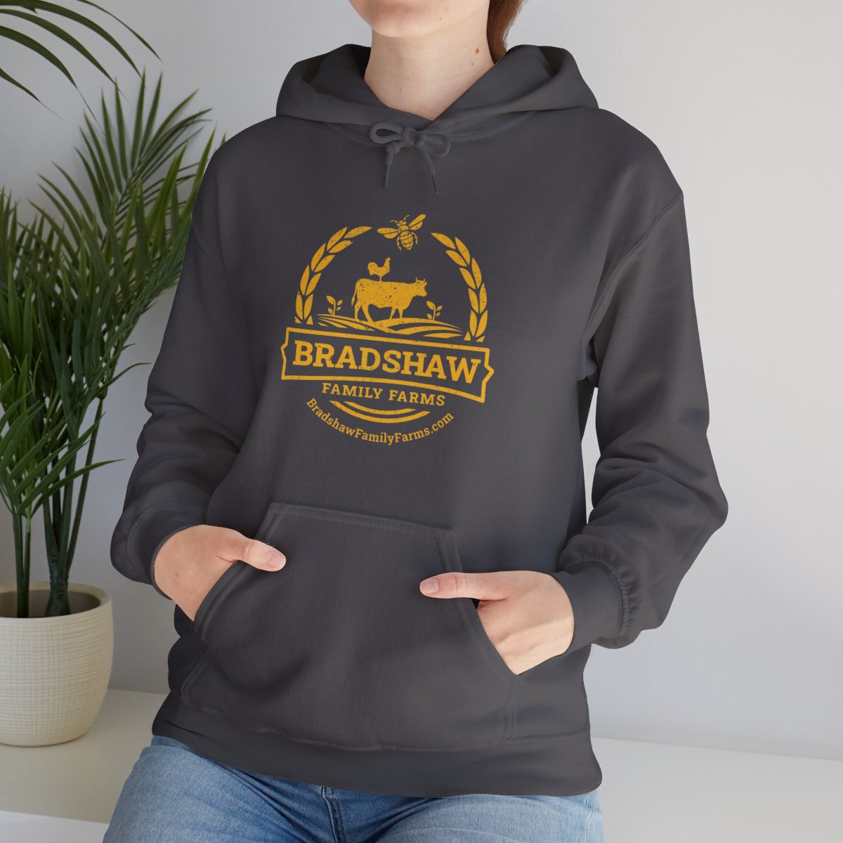 Bradshaw family farms logo on shirt