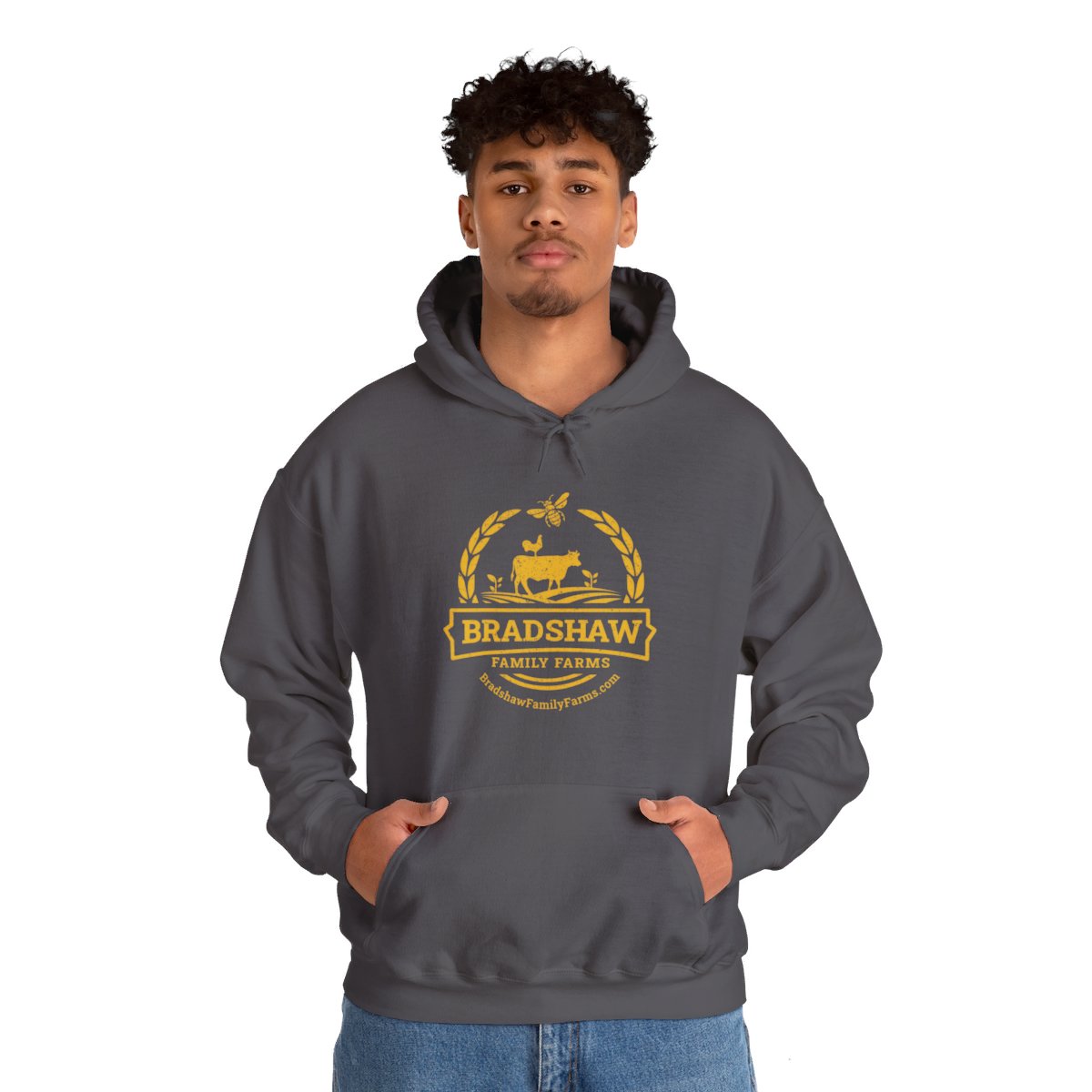 Bradshaw family farms logo on shirt