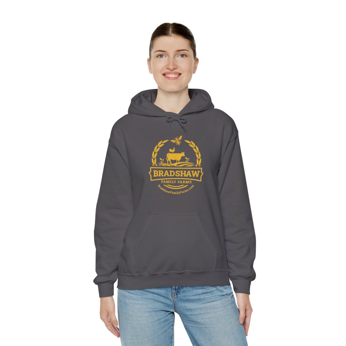 Bradshaw family farms logo on shirt