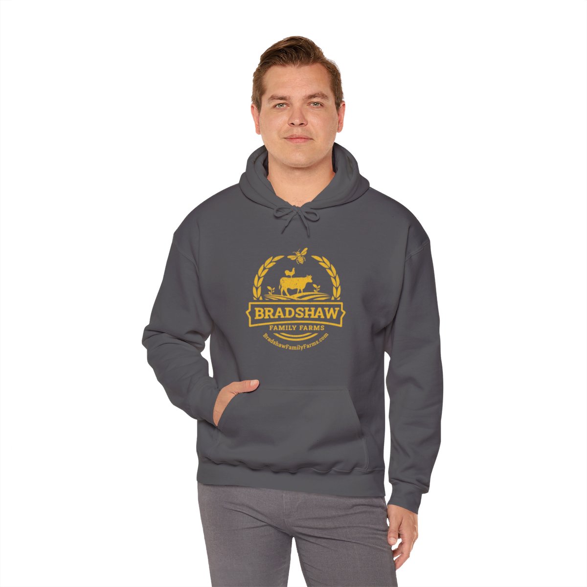 Bradshaw family farms logo on shirt