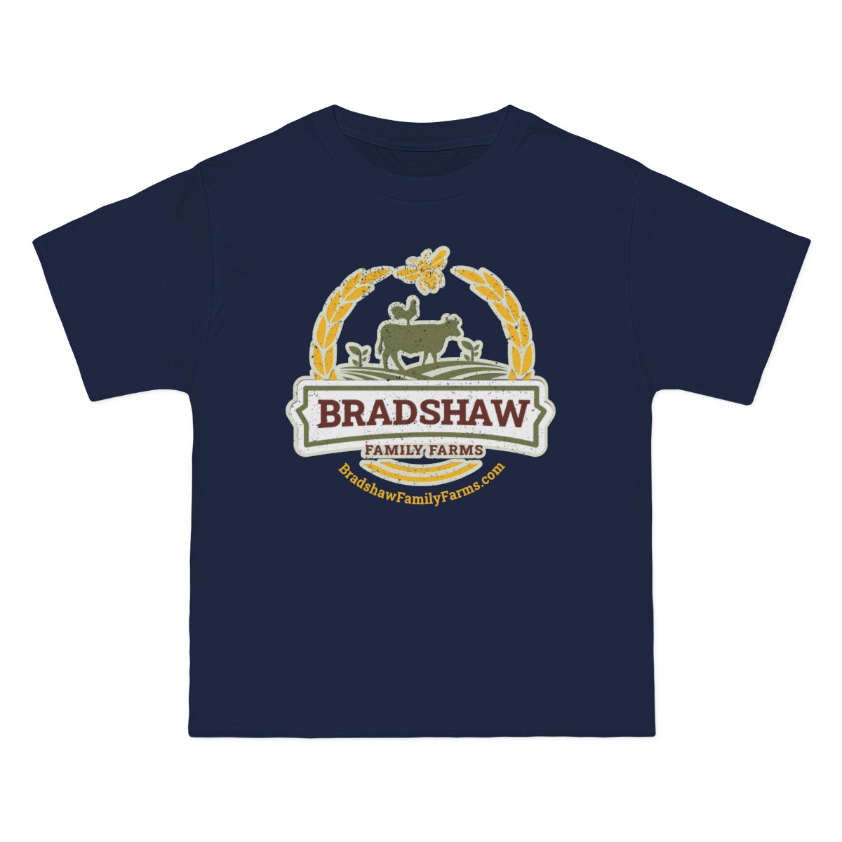 Bradshaw family farms logo on t-shirt