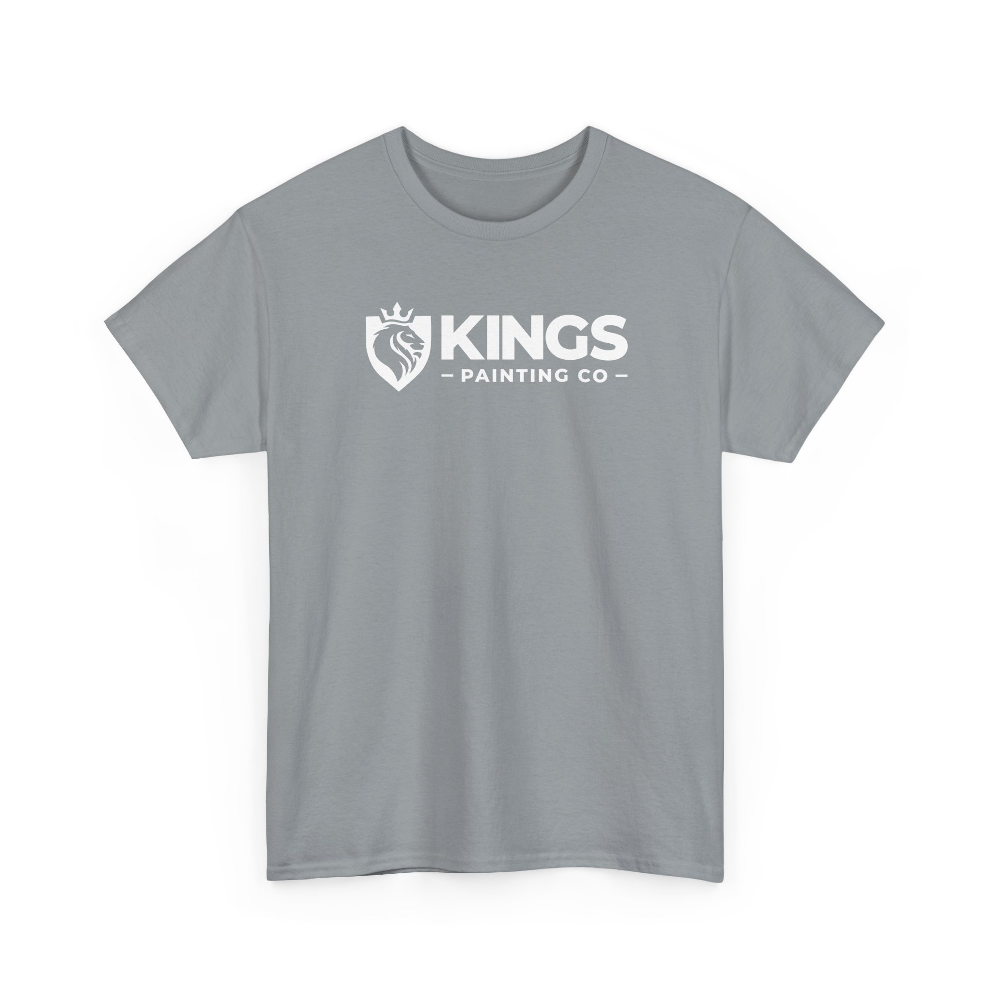 Kings Painting Co. Logo T‑Shirt (Classic) | Gildan Ultra Cotton (G5000) in gray, featuring a white “KINGS PAINTING CO” logo with a lion head and crown graphic on the chest.