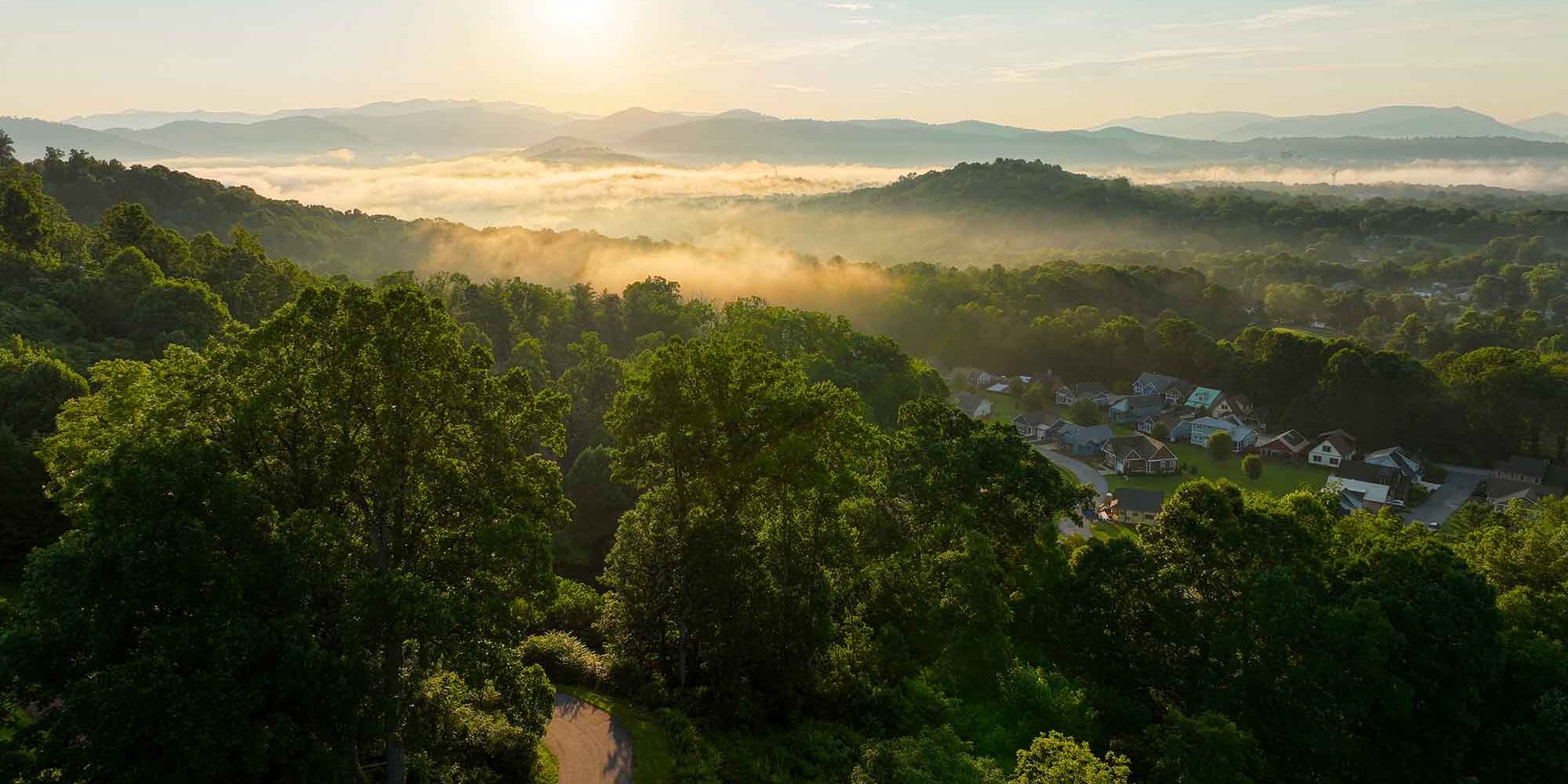 Aerial view of Asheville, NC